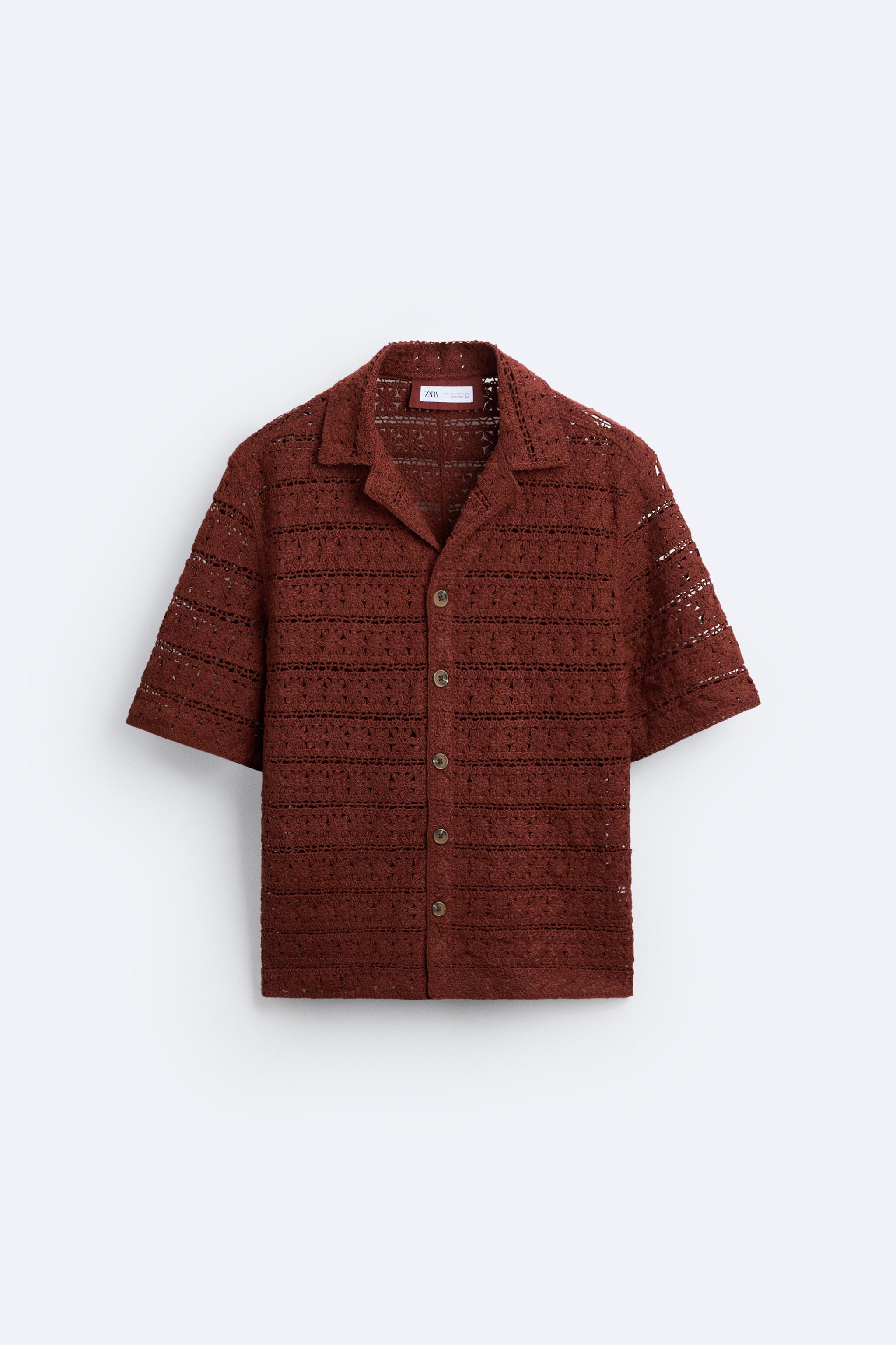Amir Slama mélange crochet-knit shirt - Brown