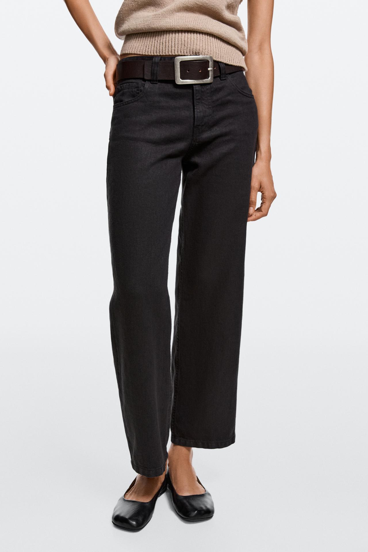 Low-rise cropped straight-leg jeans — Black