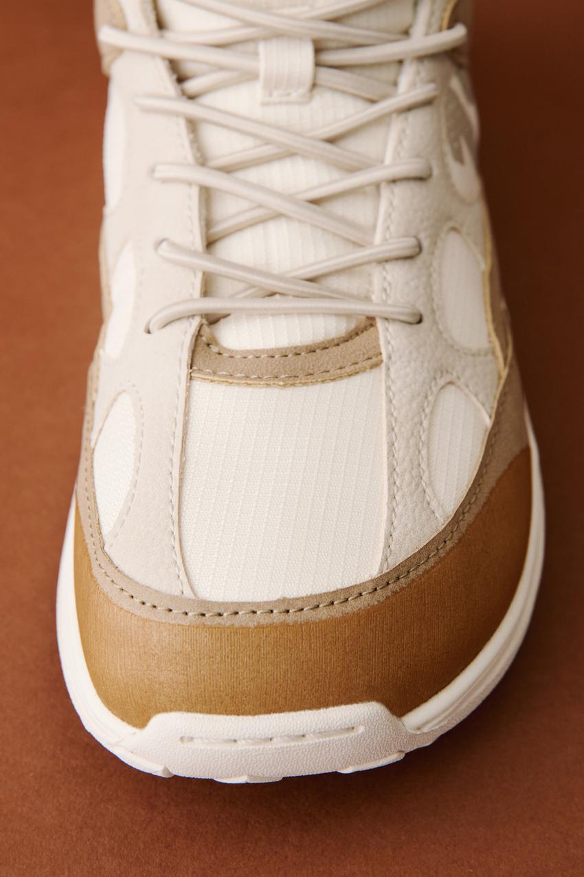 CONTRAST HIGH-TOP SNEAKERS - Sandy Brown | ZARA United States display picture 3