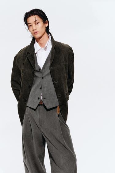 Zara 條紋西裝背心 - 灰色