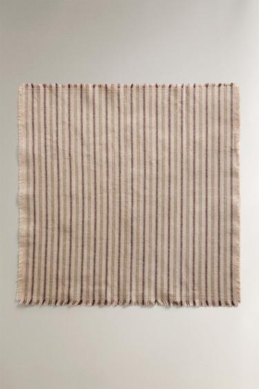 PACK OF STRIPED LINEN AND COTTON NAPKINS (PACK OF 2) - Grey by Zara - Image 2