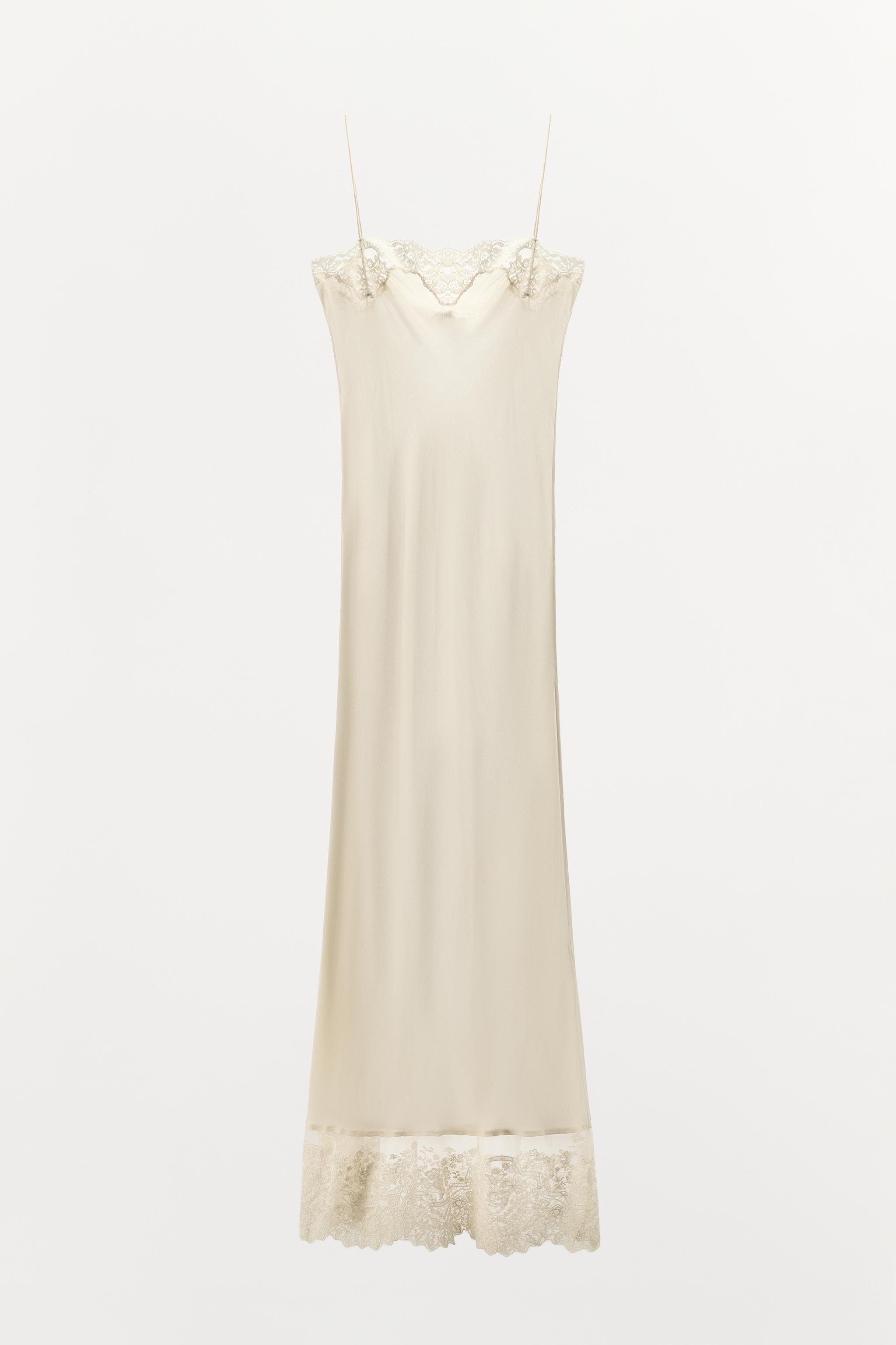 LACE SLIP DRESS - Ecru | ZARA United States LACE SLIP DRESS - Ecru | ZARA United States