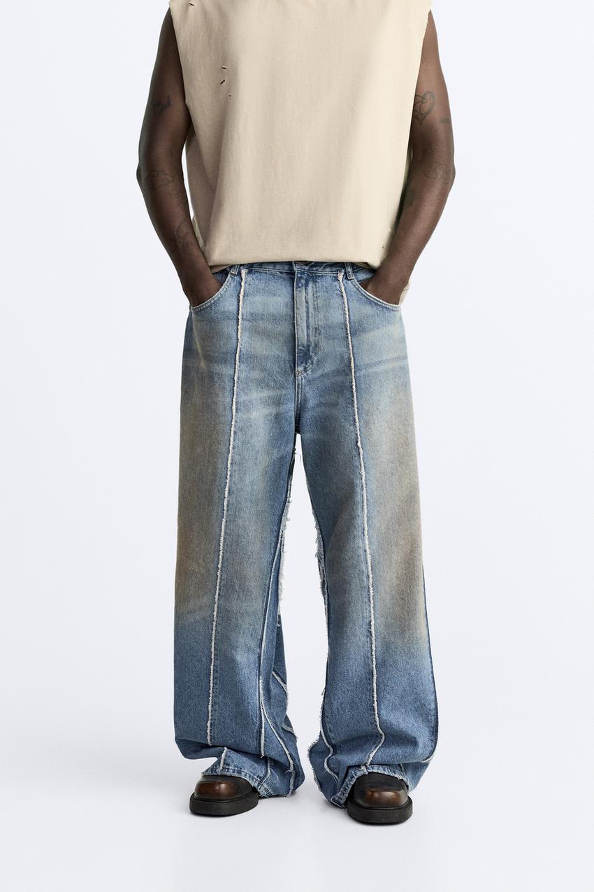 フリンジ BAGGY FIT デニムパンツ - ブルー | ZARA Japan / 日本