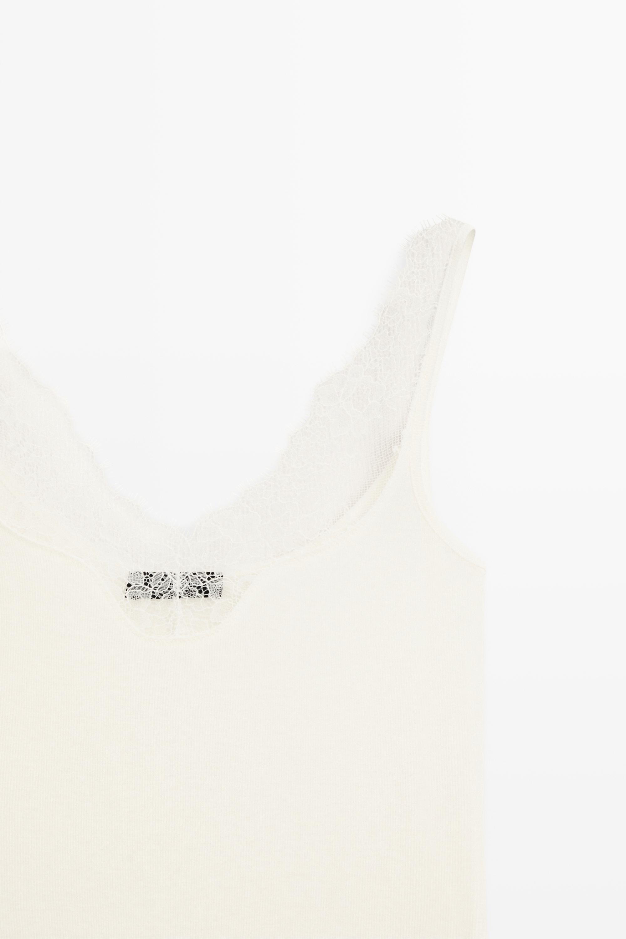 Strappy lace-trimmed camisole top — Ecru