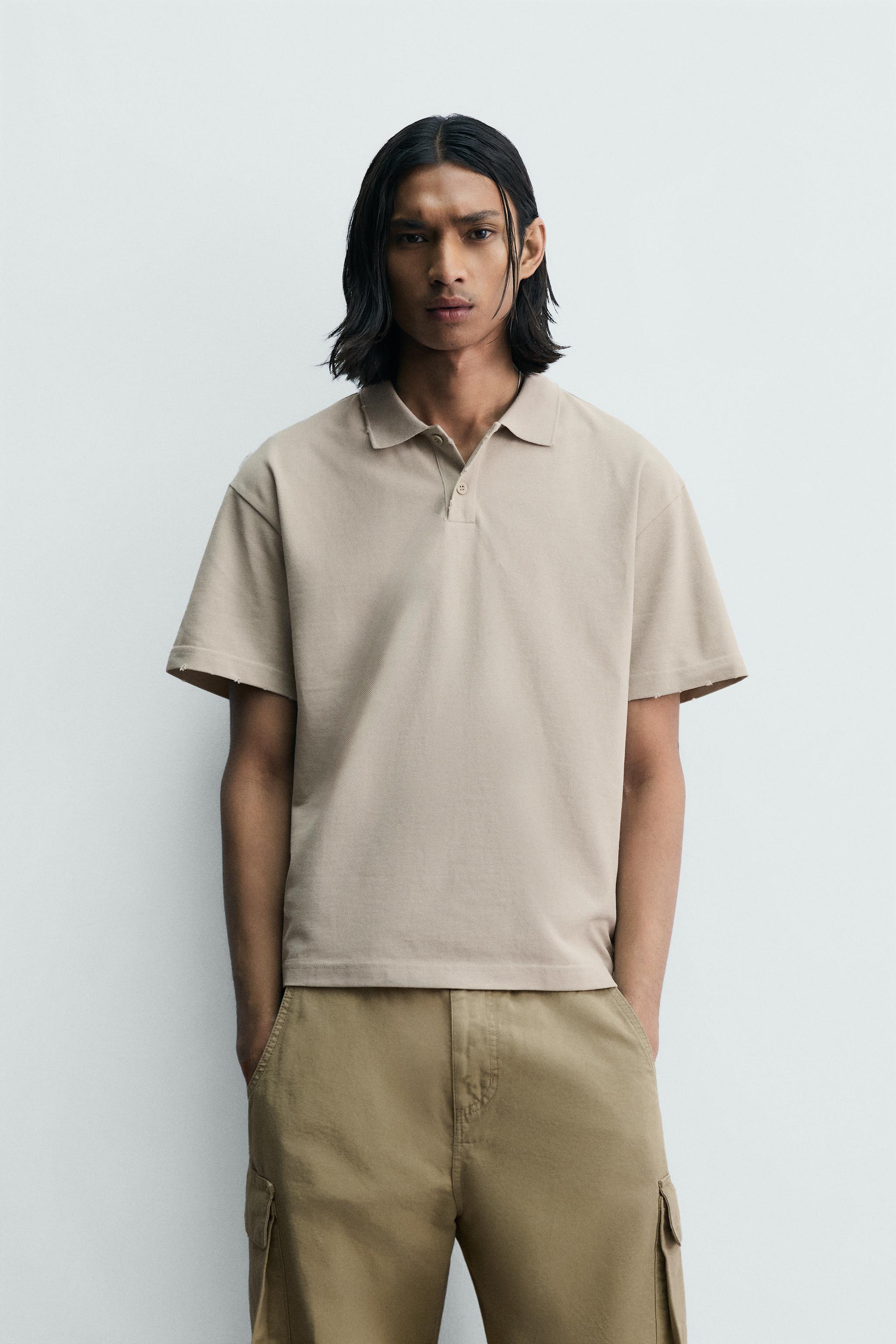 WASHED RELAXED FIT POLO SHIRT — Ecru