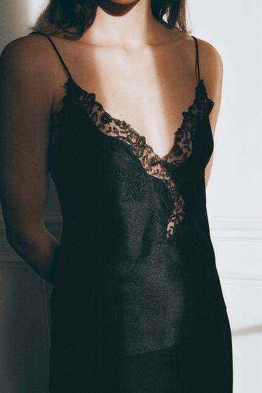 SATIN TOP WITH LACE STRAPS - Black by Zara - Image 2
