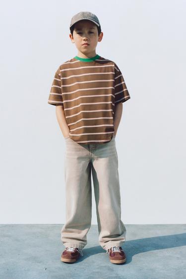 STRIPED T-SHIRT - Brown by Zara