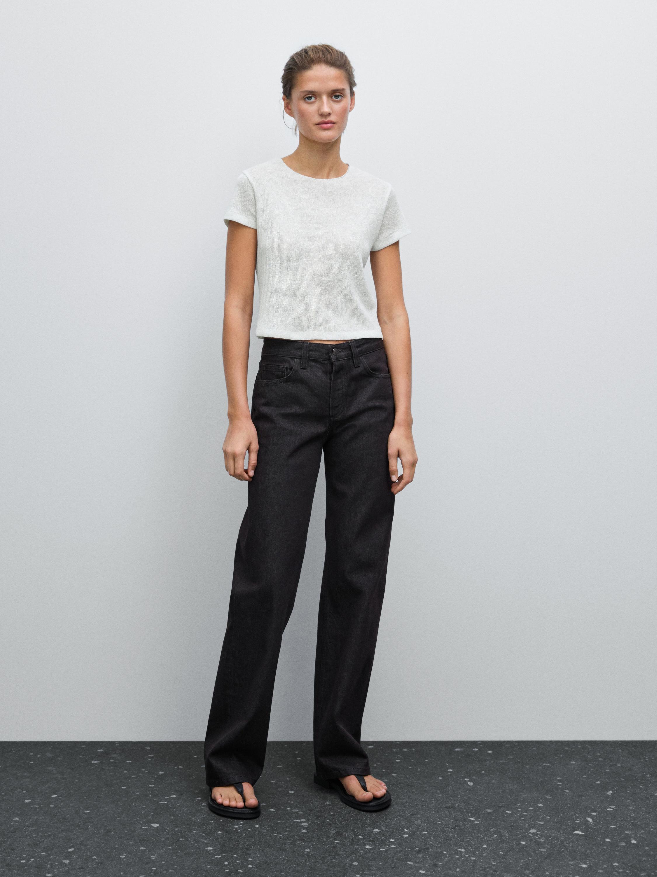 Metallic-effect knit T-shirt - Silver | ZARA United States