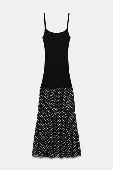 ROBE LONGUE BIMATIÈRE À POIS - Noir de Zara - Image 6