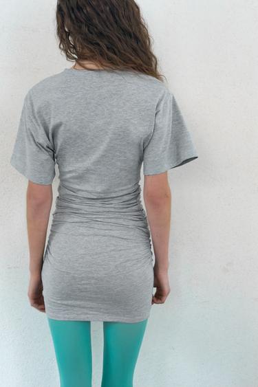 SHORT GATHERED DRESS - Grey marl by Zara - Image 3