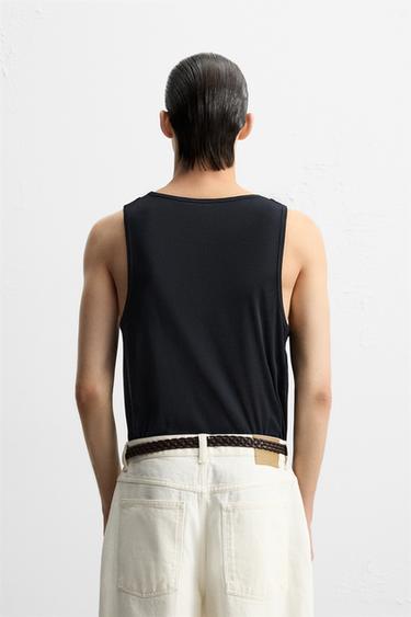 T-SHIRT DÉBARDEUR COL DOUBLE BOUTONS - Bleu marine de Zara - Image 2