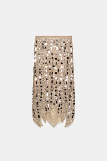 SEQUIN MIDI SKIRT - Silver by Zara - Image 3