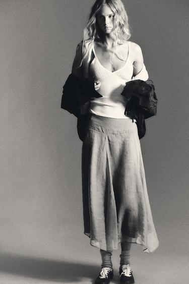 DOUBLE LAYER MIDI SKIRT - Taupe grey de Zara - Image 5