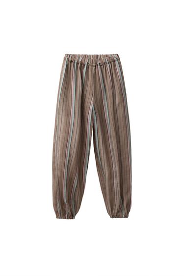 Zara STRIPED PANTS - Brown