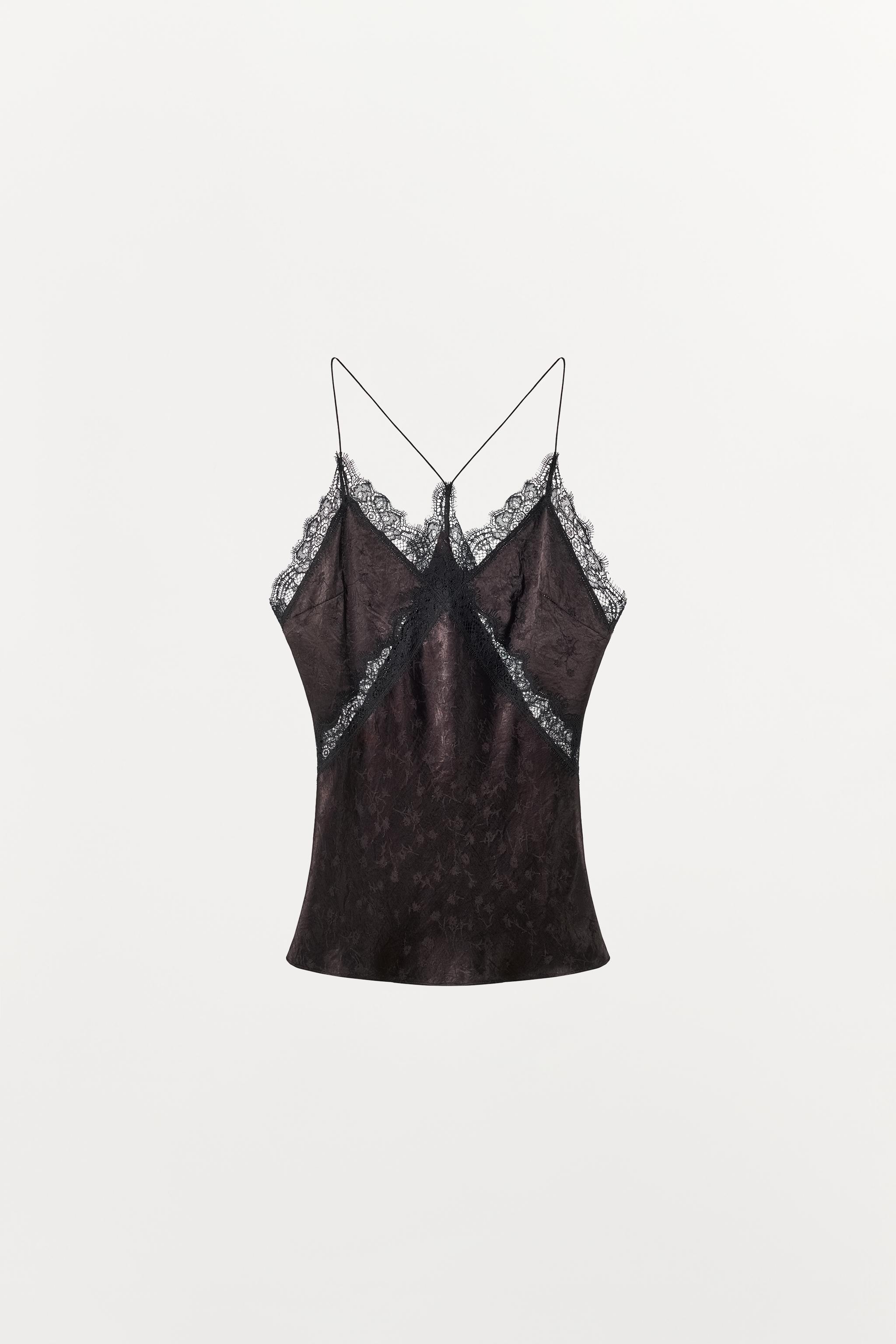 SATIN LACE JACQUARD TOP