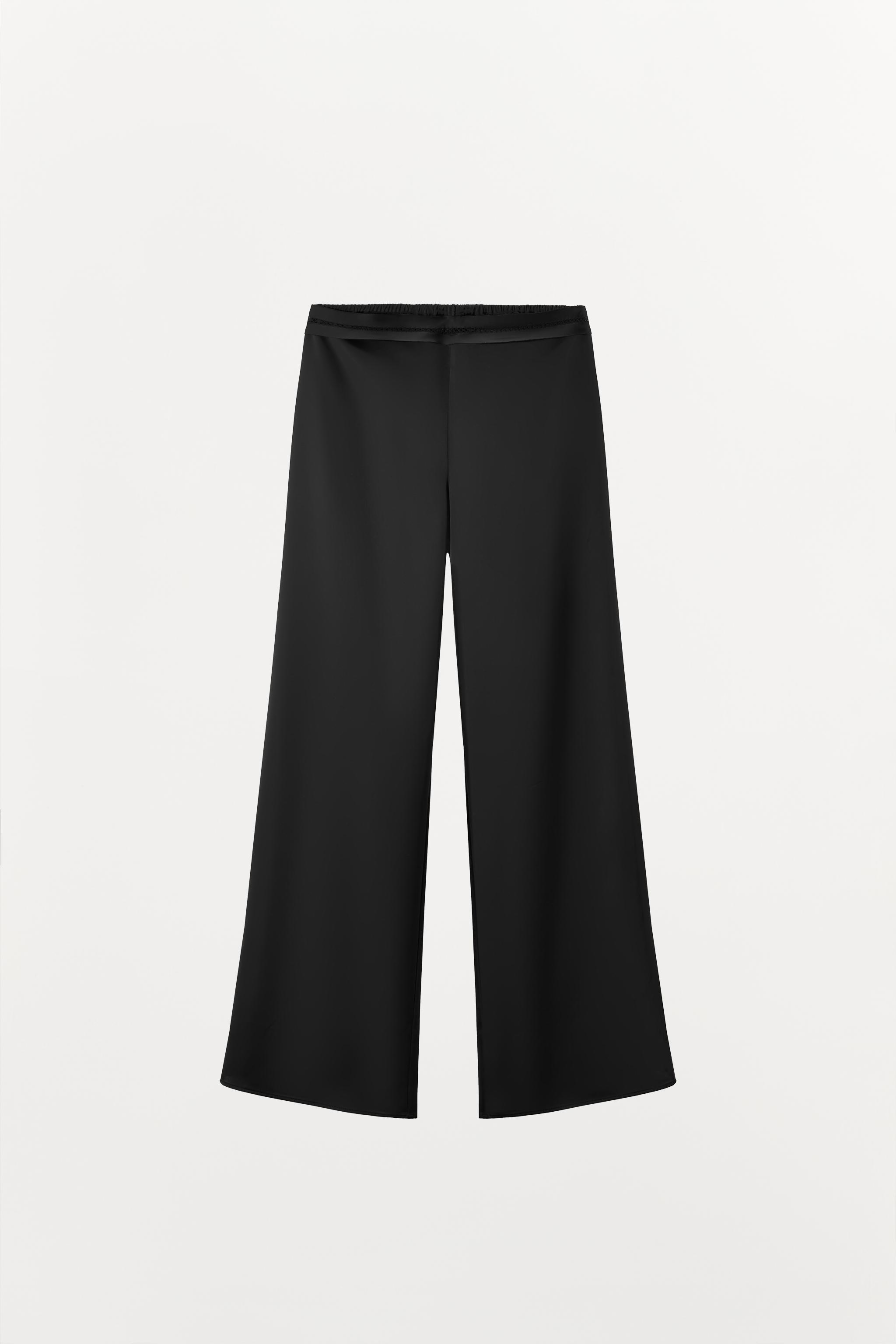 レーストリミングサテンパンツ - ブラック | ZARA Japan / 日本