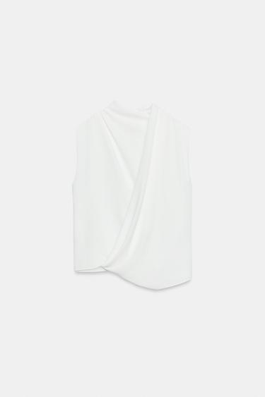 TOP DRAPEADO MANGA SISA - Blanco roto de Zara - Imagen 0