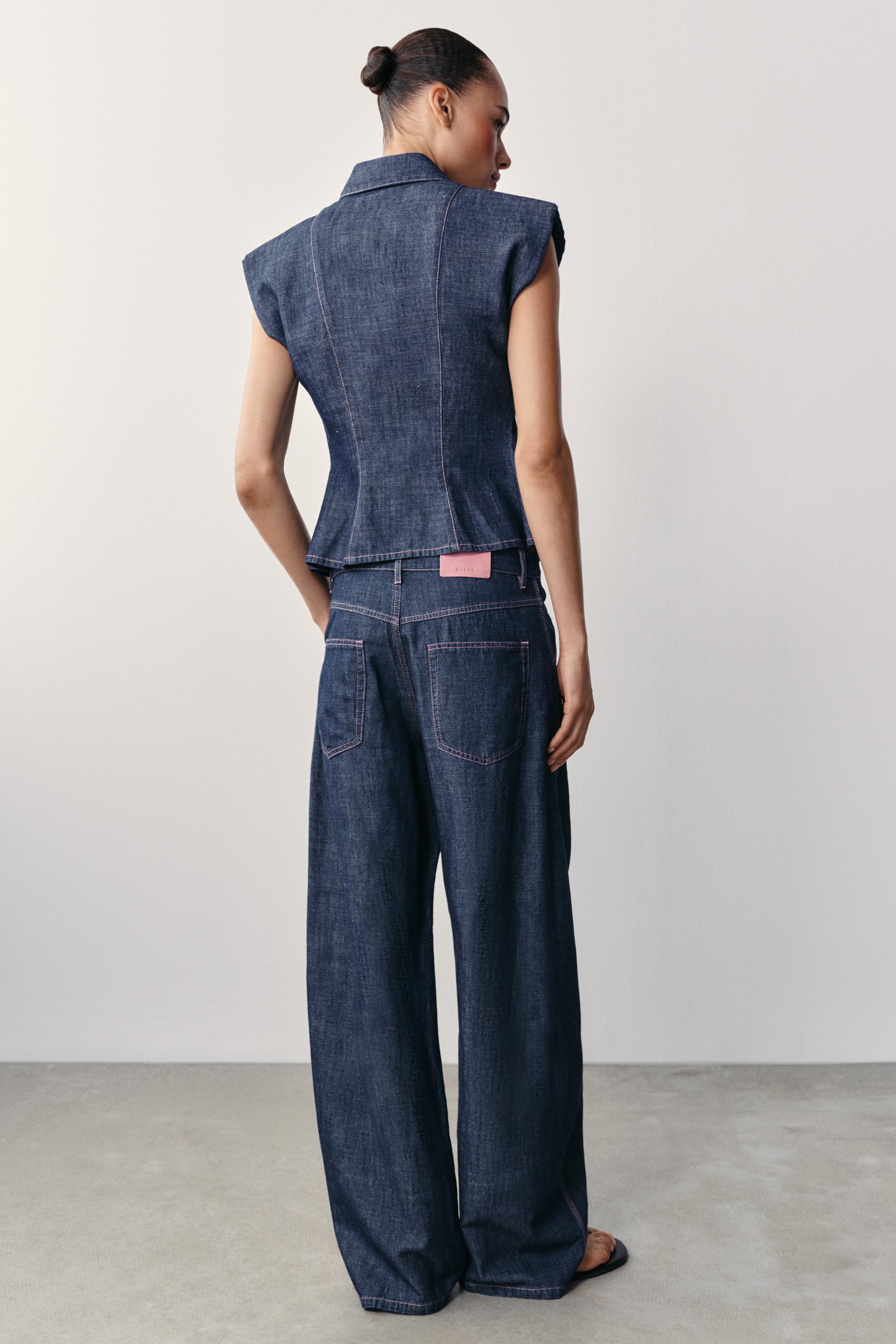 Zara KETEN KARIŞIMLI BARREL PANTOLON görsel 3