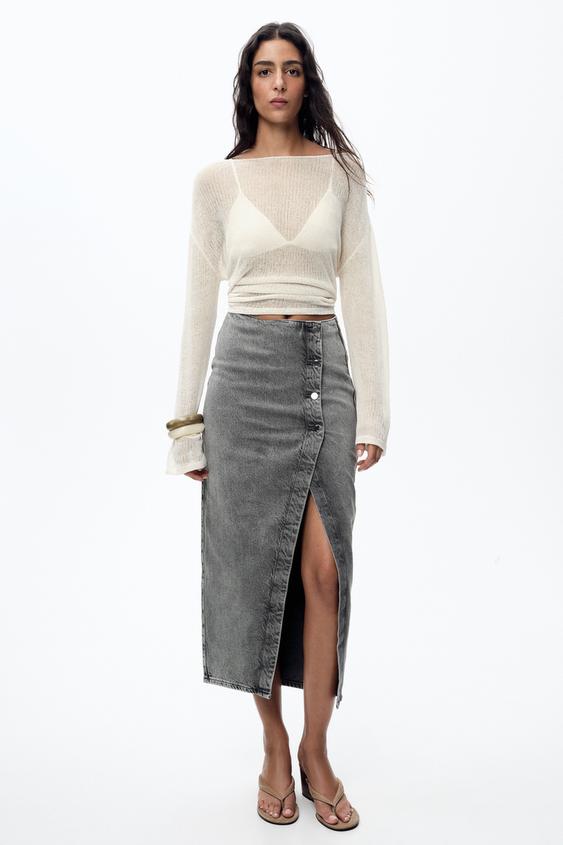 JUPE Z1975 MIDI CROISÉE EN JEAN