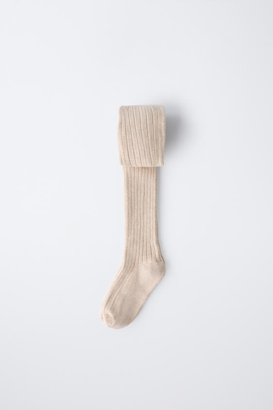 UNIFARBENE RIPPSTRICK-STRUMPFHOSE - Sandfarben von Zara - Bild 0