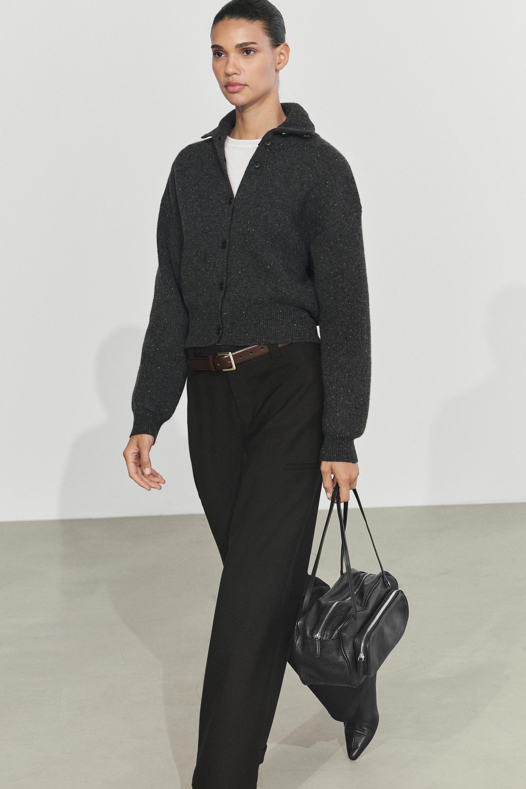 100% wool knit turtleneck cardigan