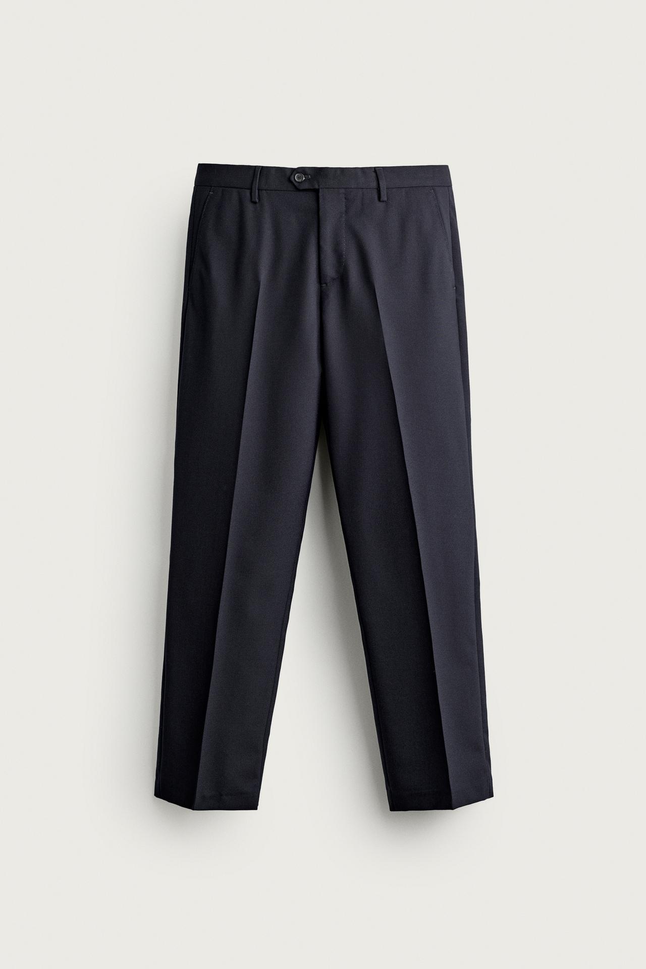 100% WOOL SUIT PANTS — Navy blue