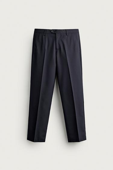 Zara 100% WOOL SUIT PANTS - Navy blue