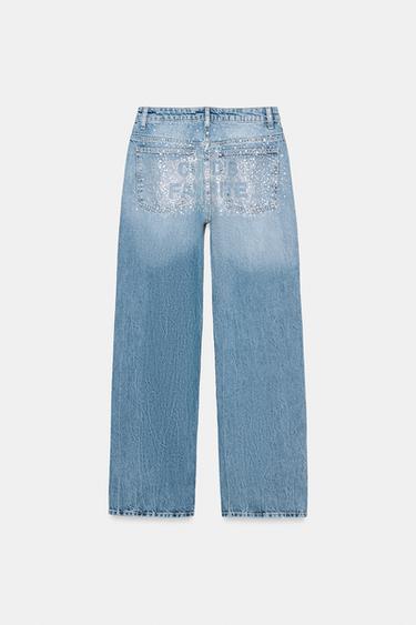 JEAN DROIT BRILLANT TAILLE MOYENNE - Bleu de Zara - Image 3