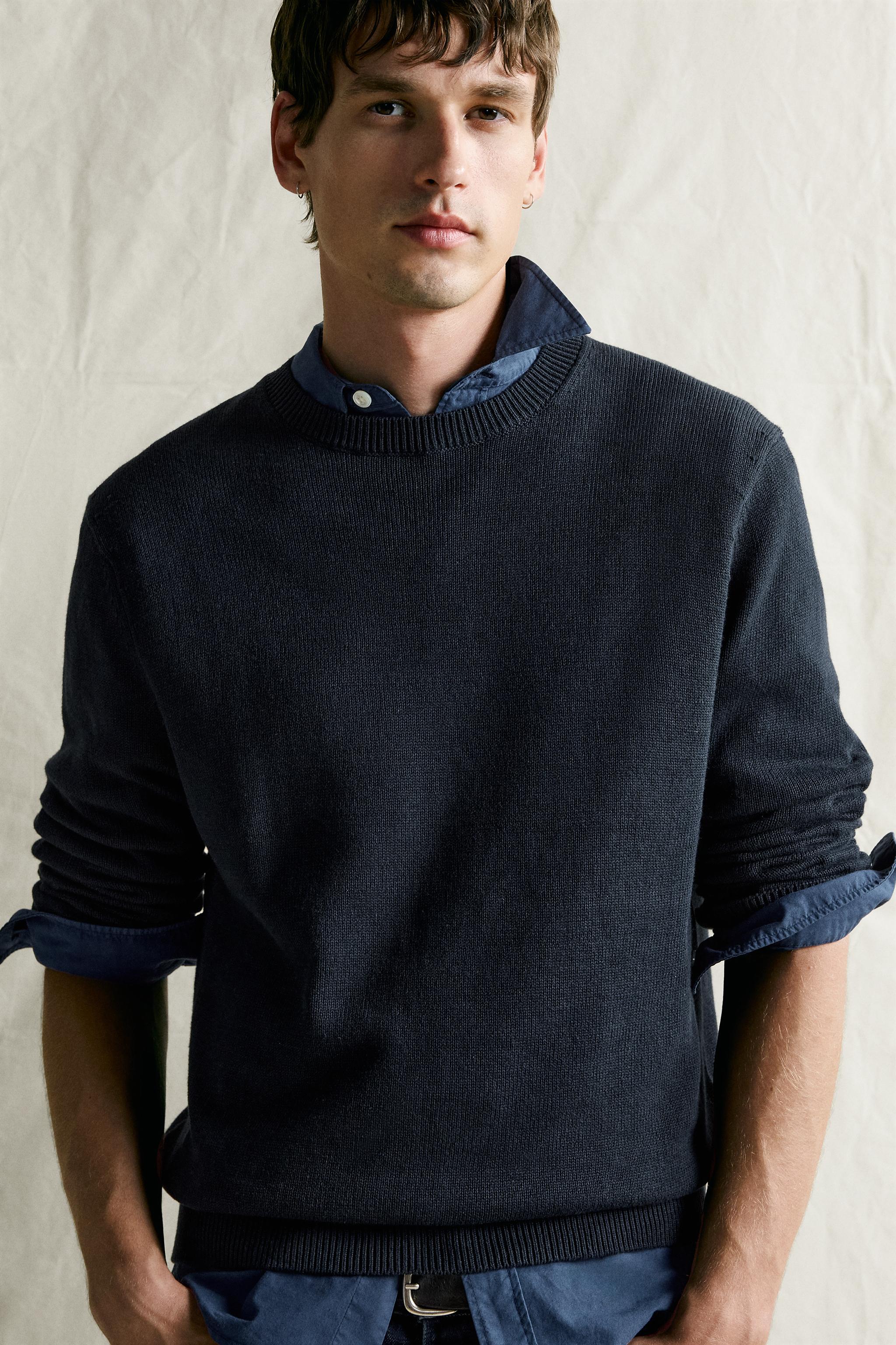 Мужские свитеры Zara COTTON-LINEN REGULAR FIT SWEATER — фото 5