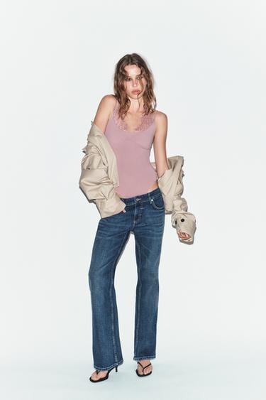 BODY HALTER COMBINADO ENCAJE - Rosa empolvado de Zara