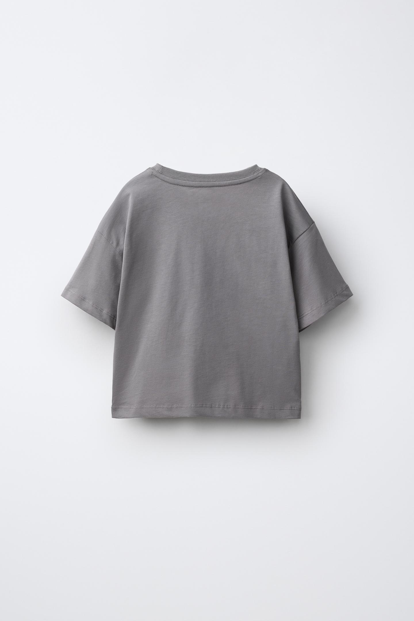Детская футболка Zara Text and Dog Graphic, цвет: Антрацитовый серый — фото 2