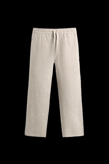 PANTALÓN RELAXED FIT 100% LINO - Beige claro de Zara - Imagen 0