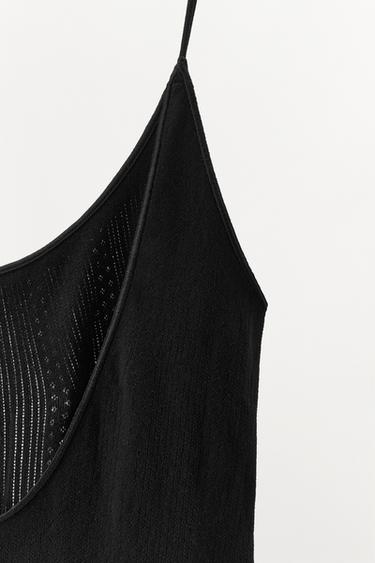 SATIN BOW POINTELLE JUMPSUIT - Black by Zara - Image 6