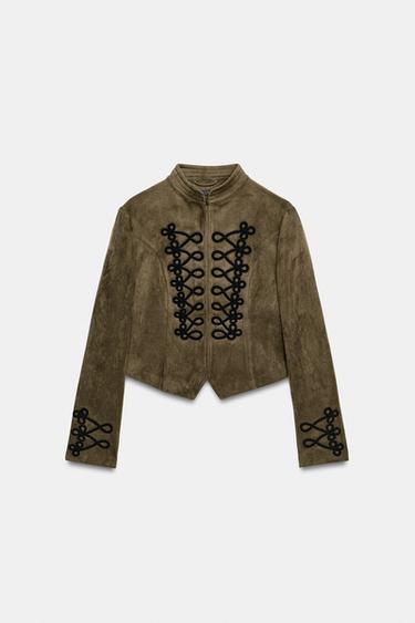 FAUX SUEDE FROG FASTENING JACKET - mid khaki by Zara - Image 4