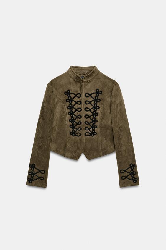 FAUX SUEDE FROG FASTENING JACKET - mid khaki by Zara - Image 4