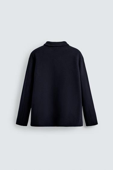 WOOL OVERSHIRT WITH POCKETS - Navy blue by Zara - Image 7