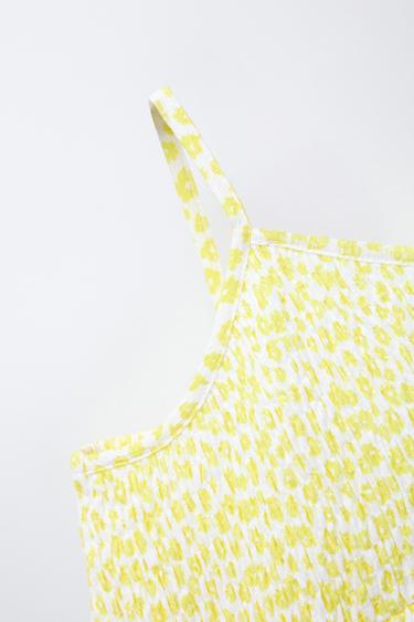 ROBE TEXTURÉE À CARREAUX - Jaune de Zara - Image 2