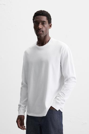 CAMISETA MANGA LARGA - Blanco de Zara