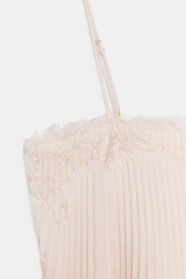 ZW COLLECTION LACE CAMISOLE TOP - Beige-pink by Zara - Image 7