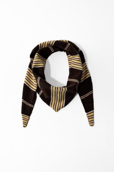 STRIPED KNITTED BANDANA - Brown by Zara