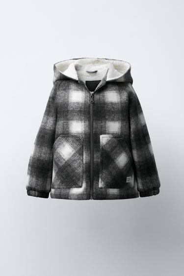 CHECK FAUX SHEARLING COAT - Ecru / Black by Zara