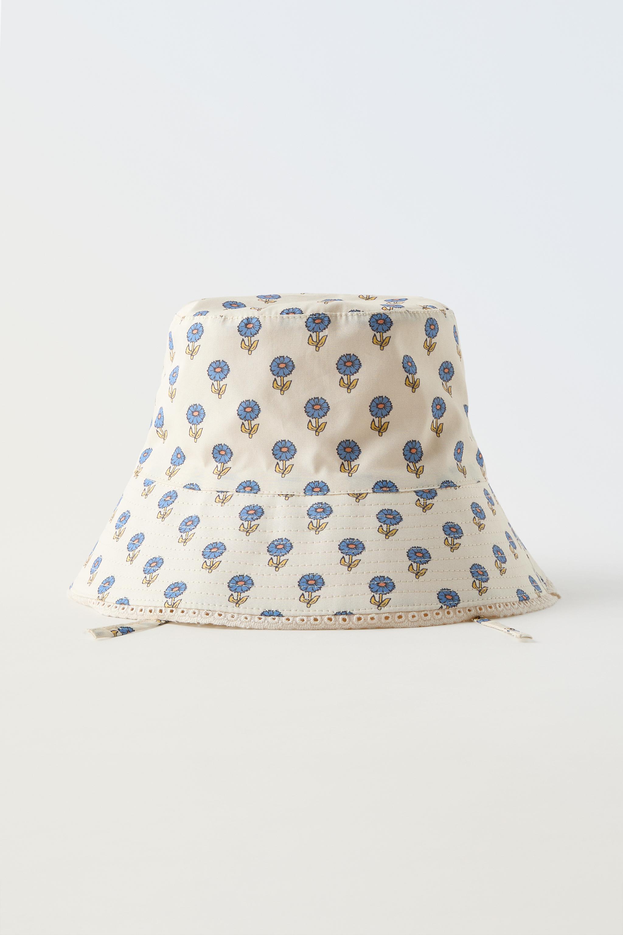 REVERSIBLE CHECKERED FLORAL BUCKET HAT - Ecru | ZARA United States