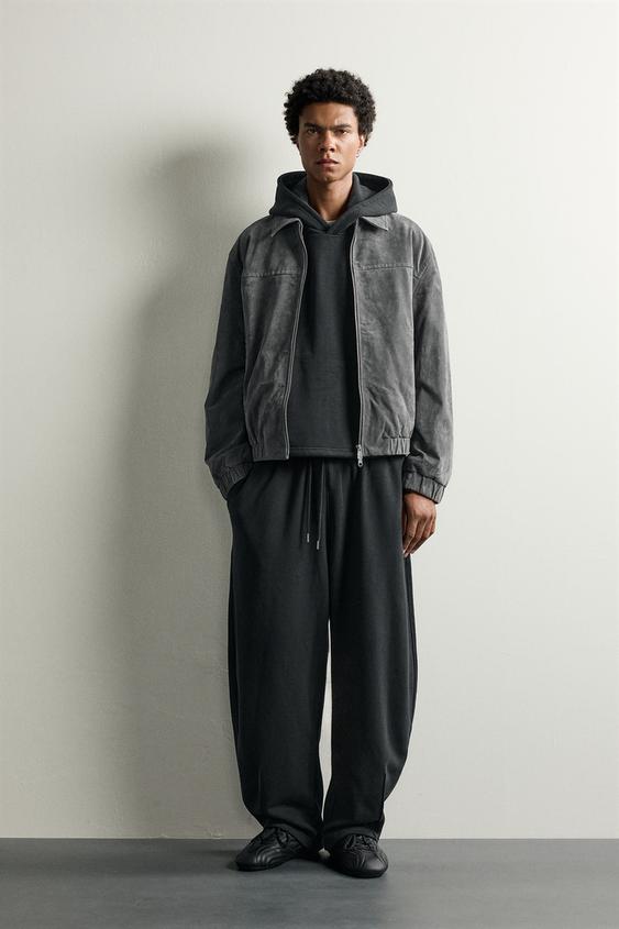 SPLIT SUEDE LEATHER JACKET - Grey by Zara - Image 0