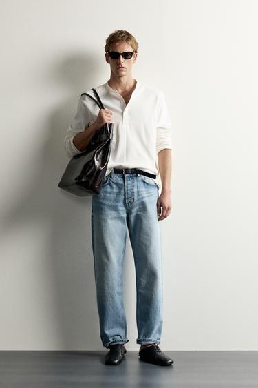 RELAXED FIT HENLEY T-SHIRT - White by Zara - Image 0