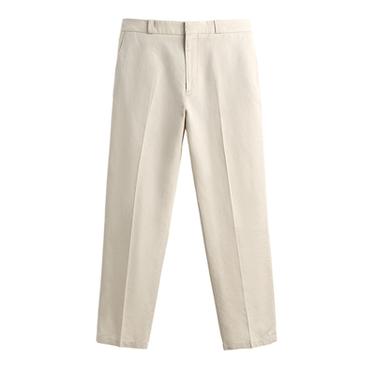 COTTON/LINEN STRAIGHT-LEG CHINO TROUSERS - Sand by Zara