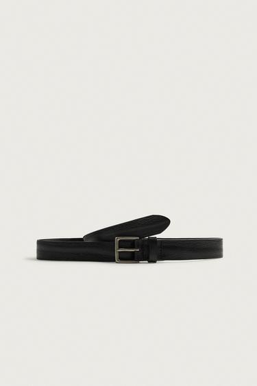 VINTAGE-EFFECT LEATHER BELT — Black 1