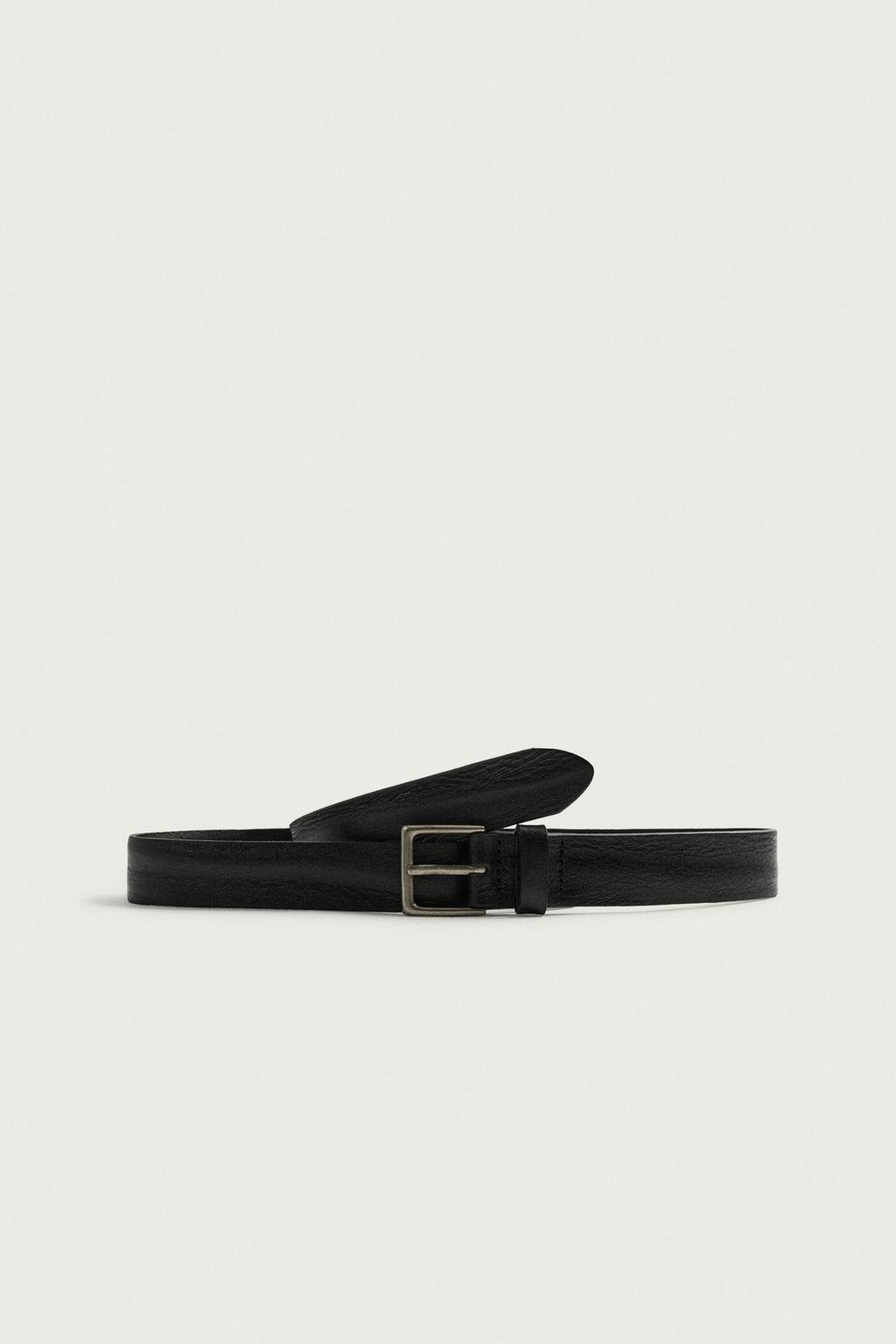 VINTAGE-EFFECT LEATHER BELT
