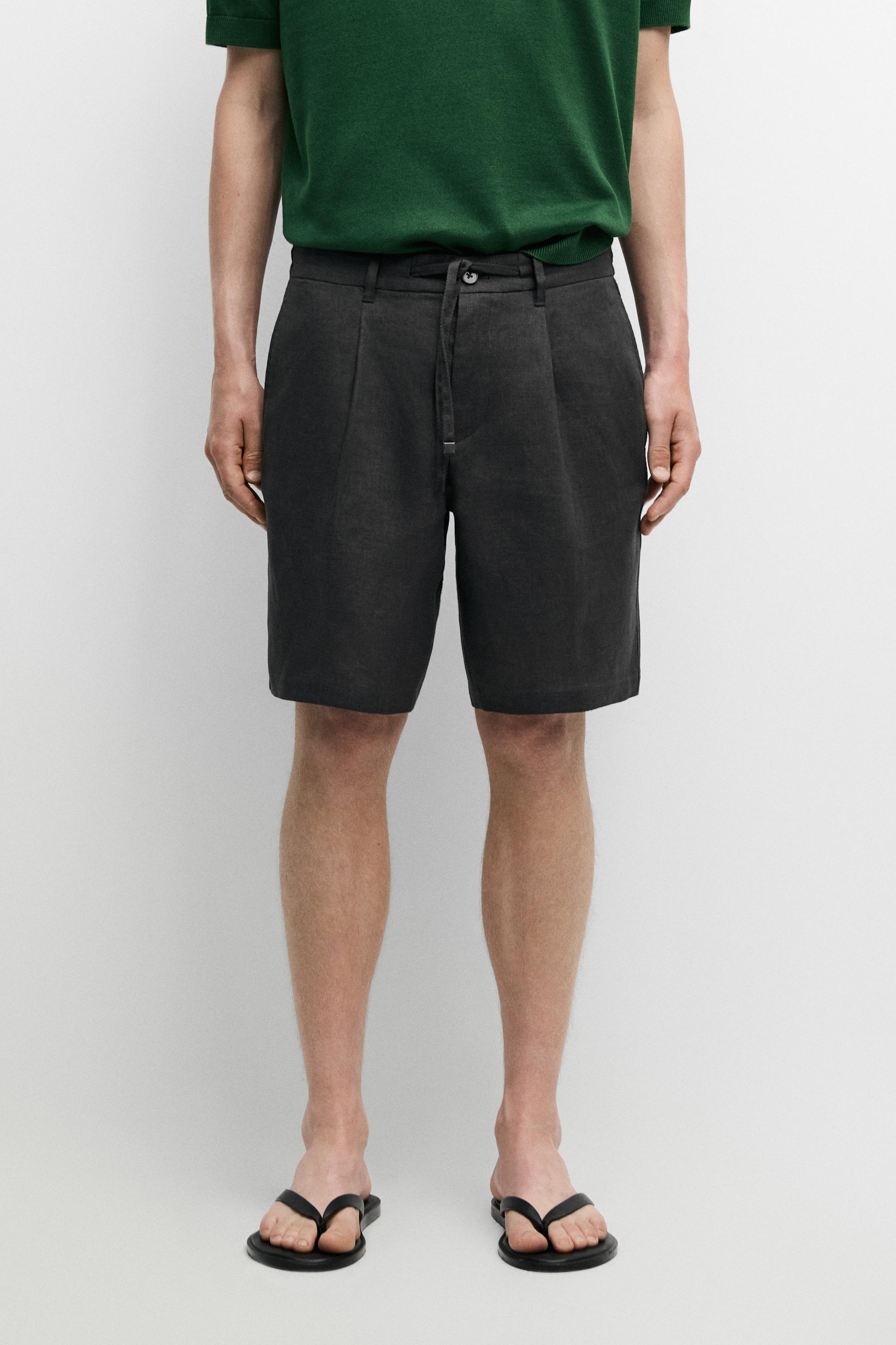 Linen co-ord elastic waist Bermuda shorts — 567