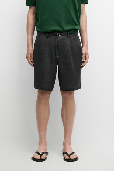 Zara Linen co-ord elastic waist Bermuda shorts - 567