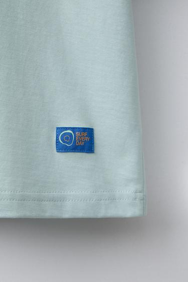T-SHIRT WITH RAISED SLOGAN - Sea green by Zara - Image 3